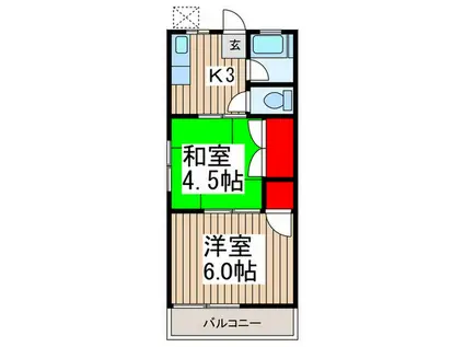 カトレア荘(2K/2階)の間取り写真