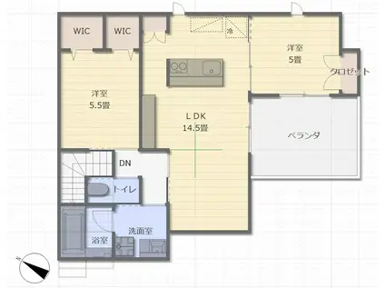 グラン・リュミエール(2LDK/2階)の間取り写真