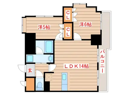 コージーコート新田(2LDK/5階)の間取り写真