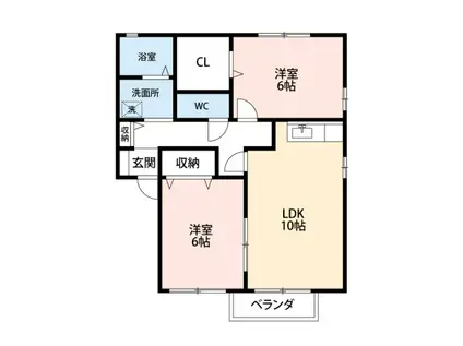 ネオフォレストF(2LDK/1階)の間取り写真