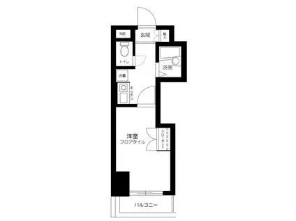 ロイヤルパレス目黒(1K/6階)の間取り写真