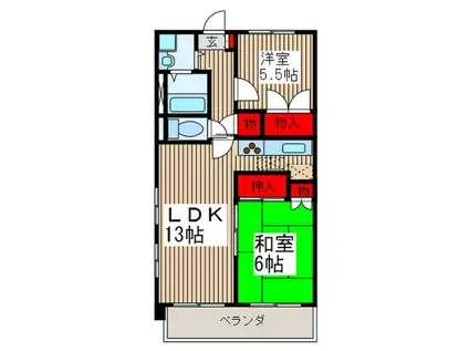 ザ・ルネサンスヒルズI(2LDK/3階)の間取り写真