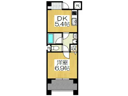 パインフィールド洛東(1DK/8階)の間取り写真