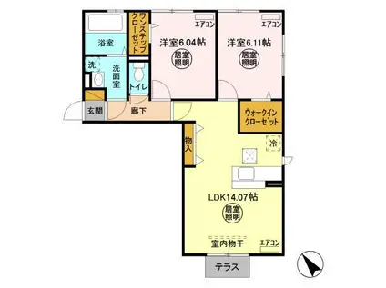 グレイス周西(2LDK/1階)の間取り写真