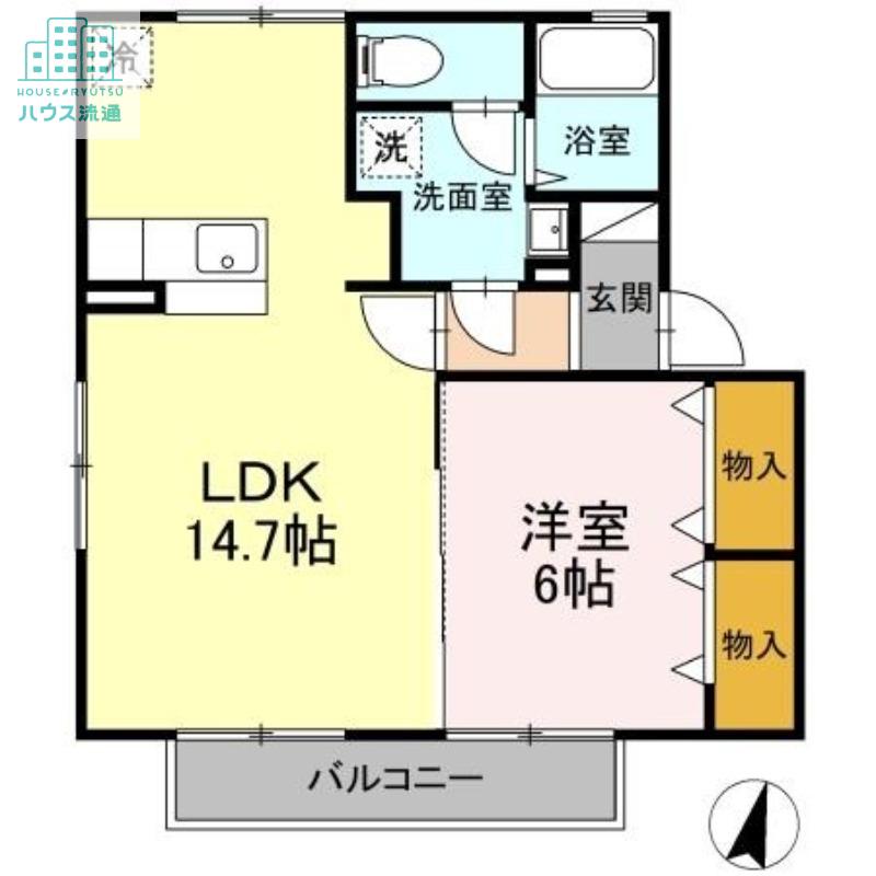 フレンドリースクエア桜C棟(1LDK/2階)の間取り写真