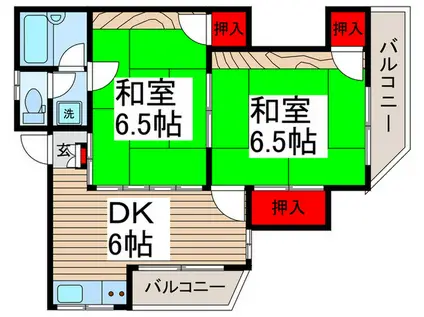 ヴィラオガワ(2DK/2階)の間取り写真