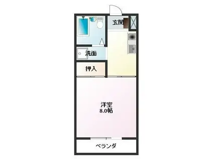 メープル唐柏 B(1K/1階)の間取り写真