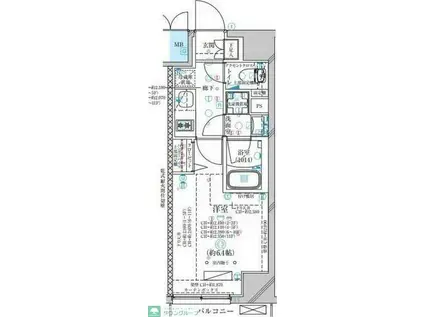ディアレイシャス大須観音III(1K/2階)の間取り写真
