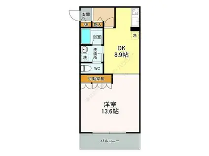 LASA戸越I(1DK/2階)の間取り写真