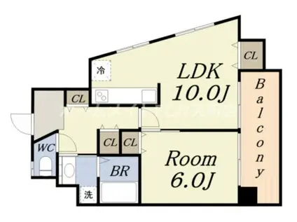 クイーンズコート阿波座(1LDK/4階)の間取り写真