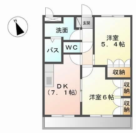 グリーンヒルズ曙(2DK/4階)の間取り写真