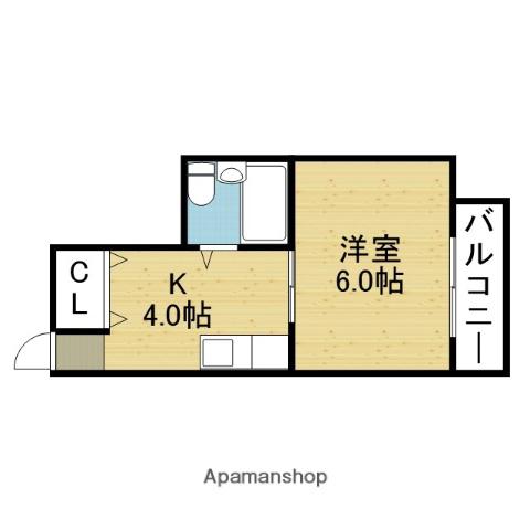 第2タナックマンション(1K/4階)の間取り写真