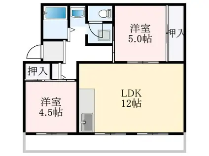 ヴィラナリー狭山10号棟(2LDK/3階)の間取り写真