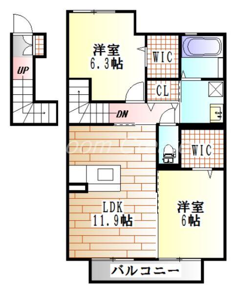 メルベーユMT C棟(2LDK/2階)の間取り写真