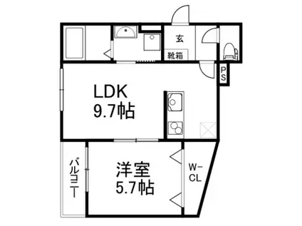 GRAND VERDE(1LDK/1階)の間取り写真