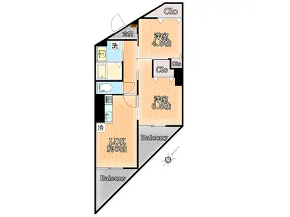 富士見台ハイツ(2DK/4階)の間取り写真