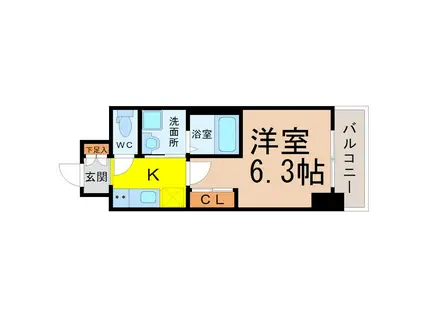 PLATZ TACHIBANA(1K/9階)の間取り写真