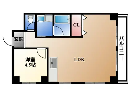 第3フクマルビル(1LDK/4階)の間取り写真
