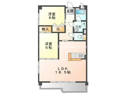 福東ジュネス11(2LDK/4階)の間取り写真