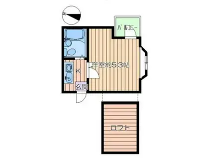 フリーデンハイムⅢ自由ヶ丘(1K/1階)の間取り写真