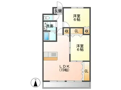 アーバングランデ(2LDK/2階)の間取り写真