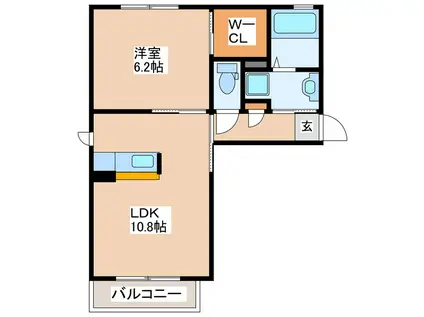 サリーレ新屋敷I番館・II番館(1LDK/2階)の間取り写真