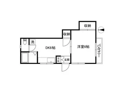 大嵩アパート(1DK/2階)の間取り写真