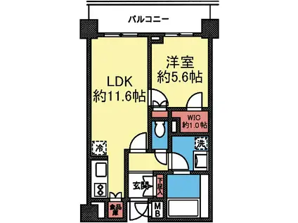 ファインステージ新横浜(1LDK/B1階)の間取り写真
