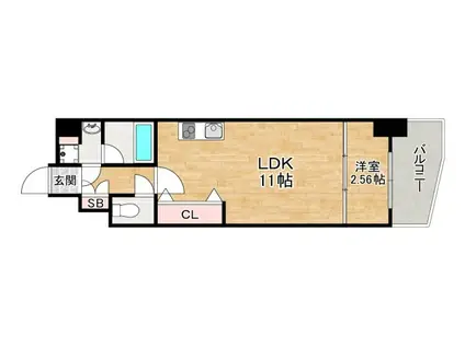 セレッソコート上本町イースト(1LDK/6階)の間取り写真