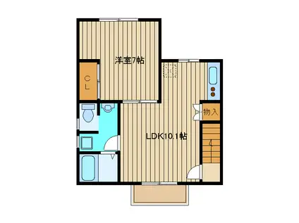 キャビン(1LDK/2階)の間取り写真