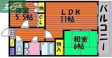 セブンス・ヘブン今(2LDK/4階)の間取り写真