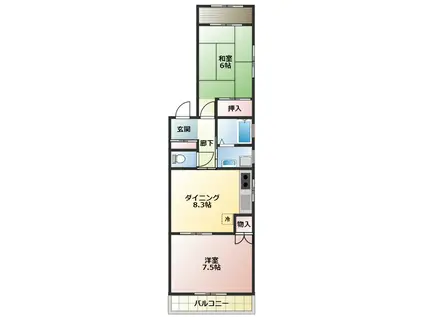 レヴ・クレール(2LDK/2階)の間取り写真