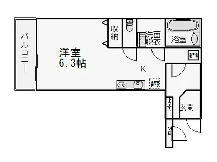 グラマシー京都(ワンルーム/9階)の間取り写真
