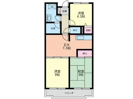 パストラル南橋本II(3DK/3階)の間取り写真