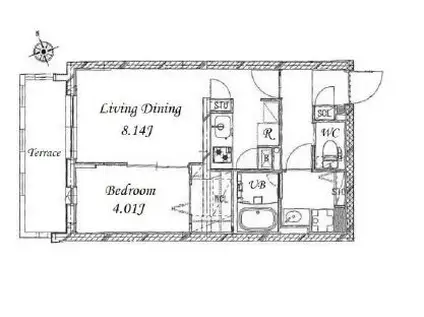 フラッフィー市谷台町(1LDK/1階)の間取り写真