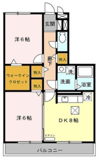 セジュール山の根(2DK/2階)の間取り写真