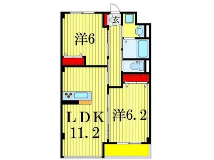 SHANGRIーLA(2LDK/2階)の間取り写真
