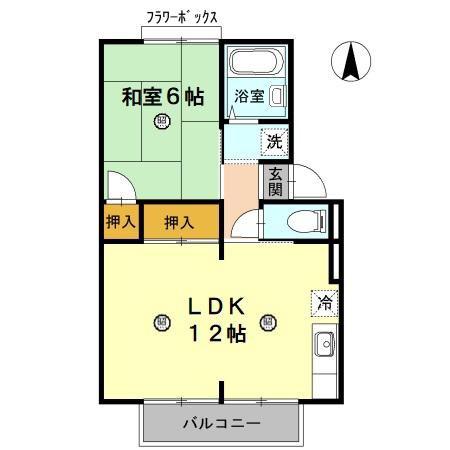 サニーハイツフミ(1LDK/2階)の間取り写真