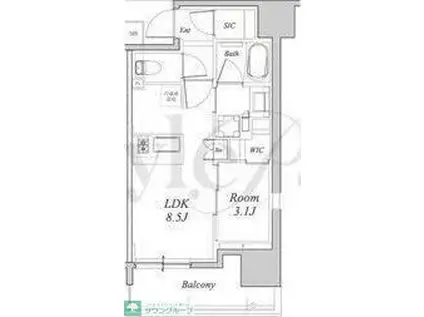 BRILLIA名駅二丁目(1LDK/10階)の間取り写真