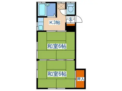 コーポ楓(2K/2階)の間取り写真