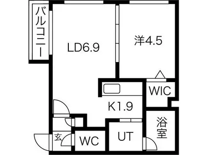 VIVACE N12(1DK/2階)の間取り写真