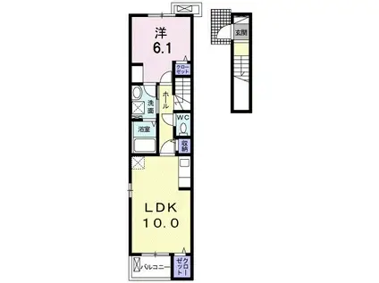 コンテ・ココ 西多賀B(1LDK/2階)の間取り写真