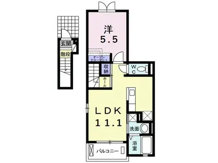 グレイスヒルズ(1LDK/2階)の間取り写真