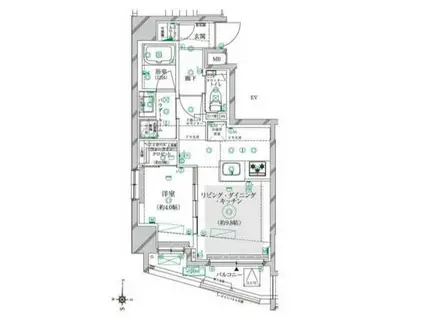 ヴァースクレイシア芦花公園ウエスト(1LDK/5階)の間取り写真