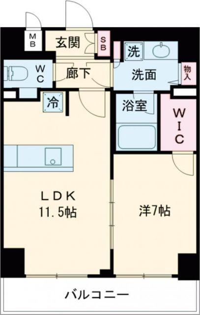 プレサンス THE神戸(1LDK/10階)の間取り写真