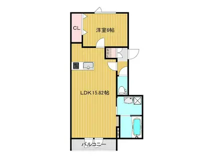 センターフィールドイースト(1LDK/2階)の間取り写真