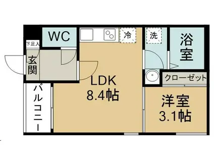 REGALEST連坊東(1LDK/2階)の間取り写真