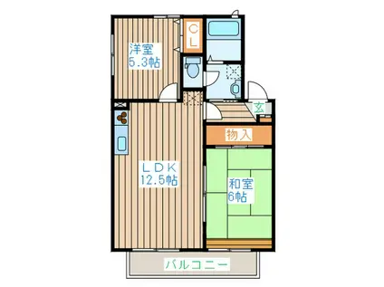 バロン菅野(2LDK/1階)の間取り写真