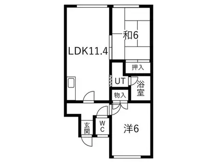 東武ハイツII(2LDK/1階)の間取り写真