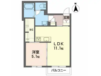 アリスティオ赤木(1LDK/1階)の間取り写真